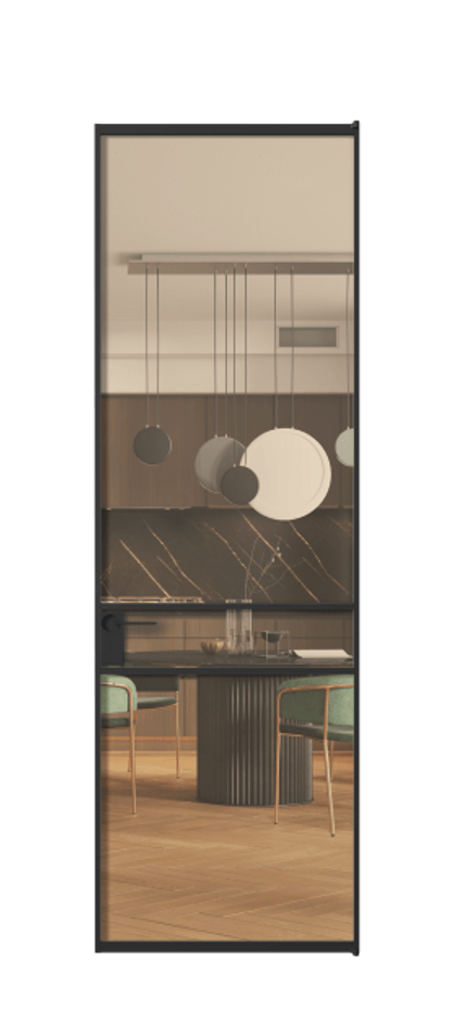 Алюминиевая дверь АЛПЛ040.02 Алюминий Черный Прозрачное оранжевое стекло, триплекс Цена 138970  | Volhovec