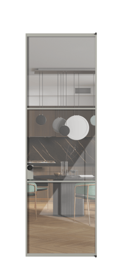 Алюминиевая дверь АЛПЛ040.03 Алюминий нейтральный серый Рефлективное прозрачное стекло "Stopsol", калёное Цена 151770  | Volhovec