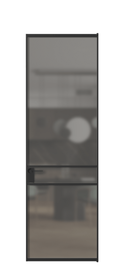 Алюминиевая дверь АЛПЛ040.02 Алюминий Черный Сатинированное серое стекло, триплекс Цена 138970  | Volhovec