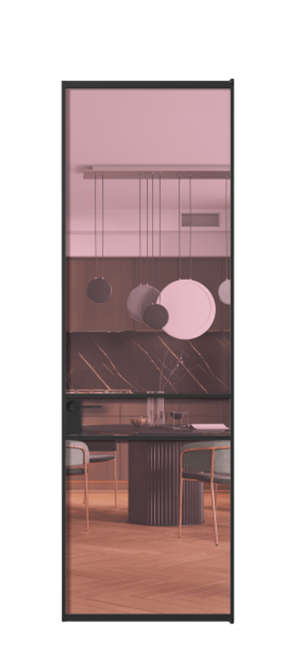 Алюминиевая дверь АЛПЛ040.02 Алюминий Черный Прозрачное розовое стекло, триплекс Цена 138970  | Volhovec