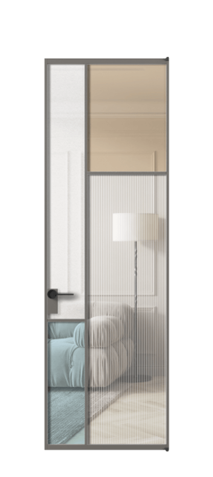 Межкомнатная дверь Mosaic АЛПЛ041.11 Алюминий классический серый Комбинация стекол Группы 1 и Группы 3 Цена 171870 ₽ | Volhovec