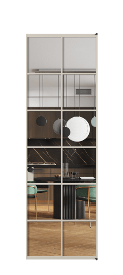 Алюминиевая дверь АЛПЛ040.05 Алюминий светло-бежевый Прозрачное стекло "Crystal Vision", калёное Цена 157470  | Volhovec