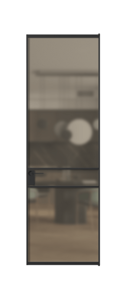 Алюминиевая дверь АЛПЛ040.02 Алюминий Черный Сатинированное бронзовое стекло, триплекс Цена 138970  | Volhovec