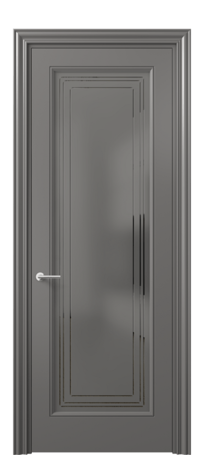 Межкомнатная дверь Mascot 8400 Матовый классический серый Сатинированное серое стекло с гравировкой "Грани", триплекс Цена 82499 ₽ | Volhovec