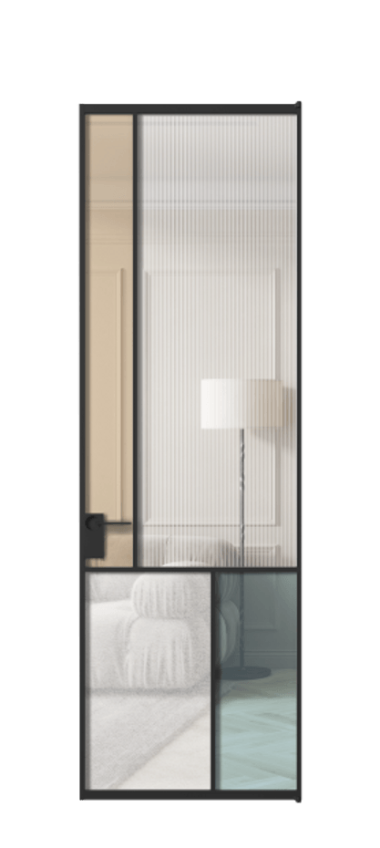 Межкомнатная дверь Mosaic АЛПЛ041.20 Алюминий Черный Комбинация стекол Группы 1 и Группы 3 Цена 166070 ₽ | Volhovec