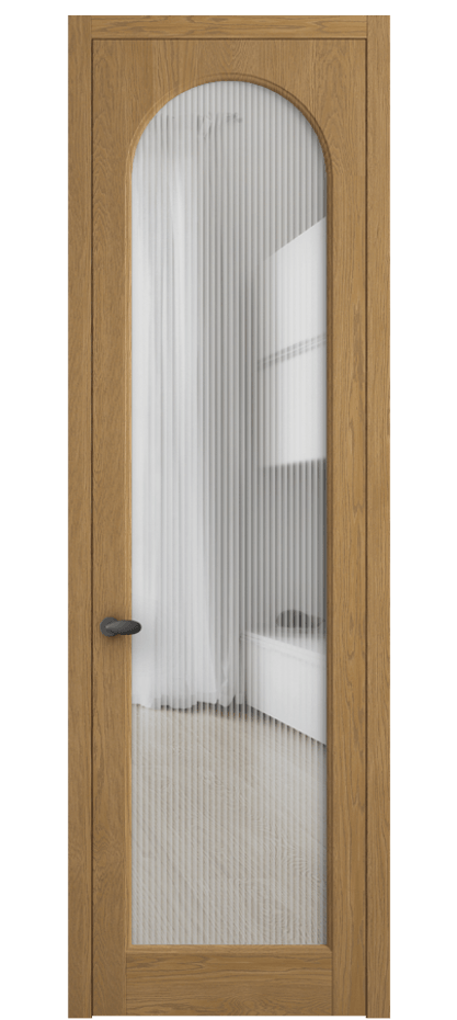Межкомнатная дверь Palazzo 6804 Дуб солнечный матовый Рифлёное стекло "Moru", триплекс Цена 156229 ₽ | Volhovec