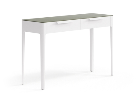 Мебель Консоль Piega 2 ящика. Цвет Матовый пудровый белый. Материал Гладкая эмаль. Коллекция Консоль Piega 2 ящика. Картинка.