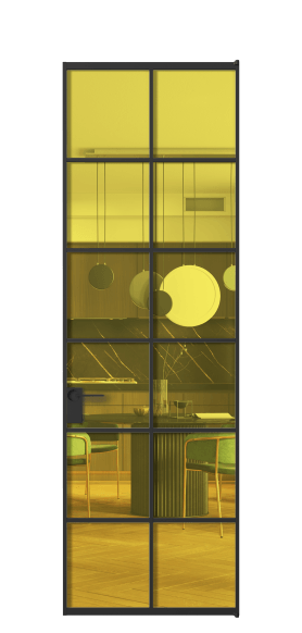 Дверь межкомнатная АЛПЛ040.05 ПРОЗ ЖЕЛ ЧЕР. Цвет Алюминий Черный. Материал Алюминий. Коллекция Formato. Картинка.